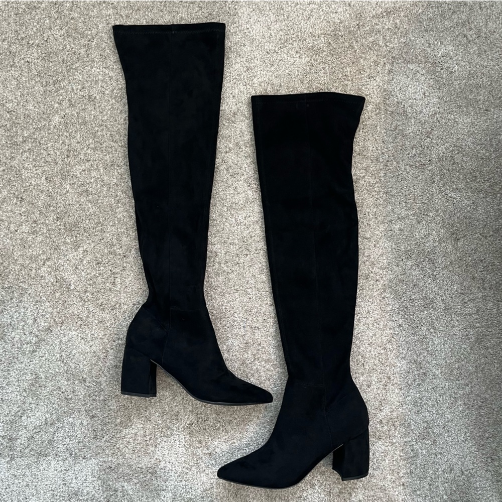 Steve Madden Over the Knee Boots - Black suede, 8.5